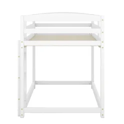 Lit superposé pour enfants, lit cadre bois massif pin, montage facile, blanc, 90x200 cm