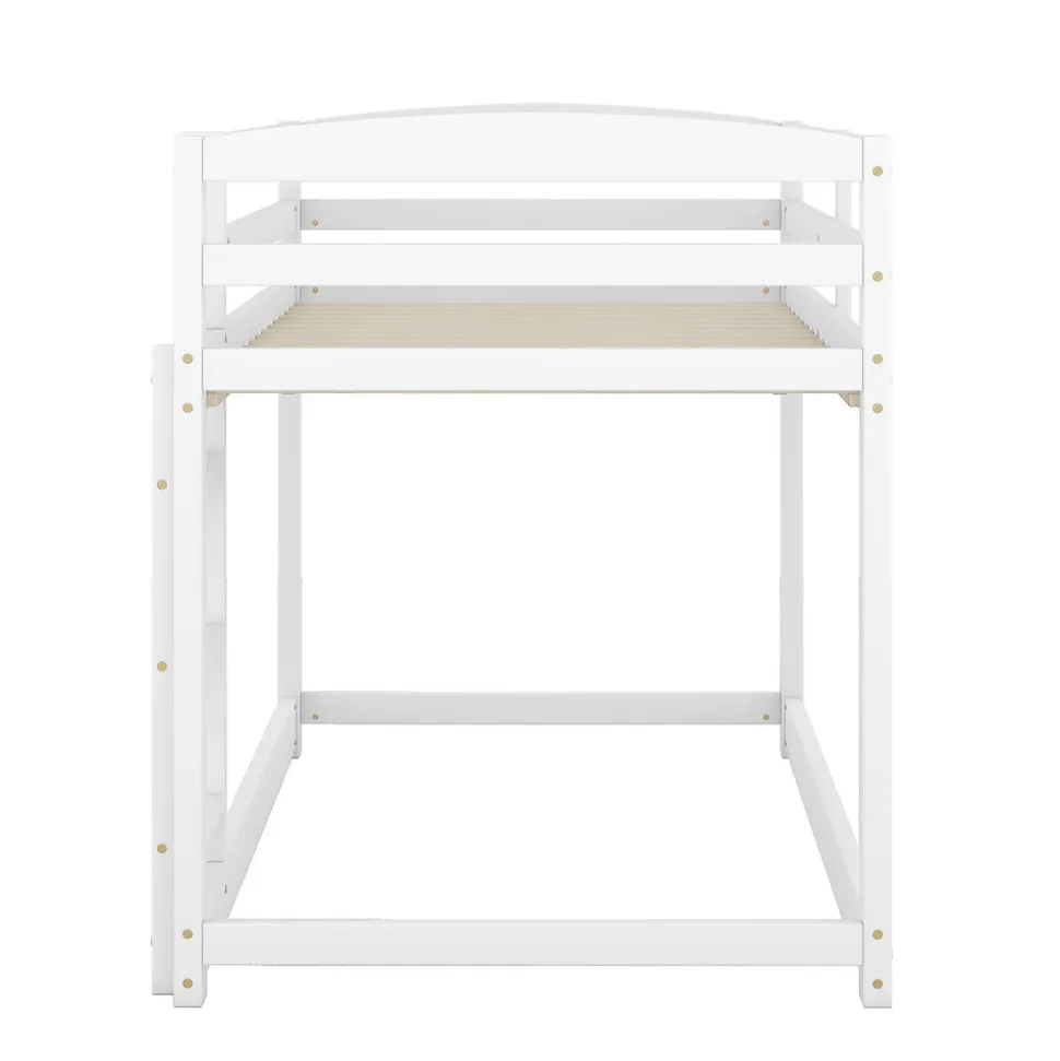 Lit superposé pour enfants, lit cadre bois massif pin, montage facile, blanc, 90x200 cm