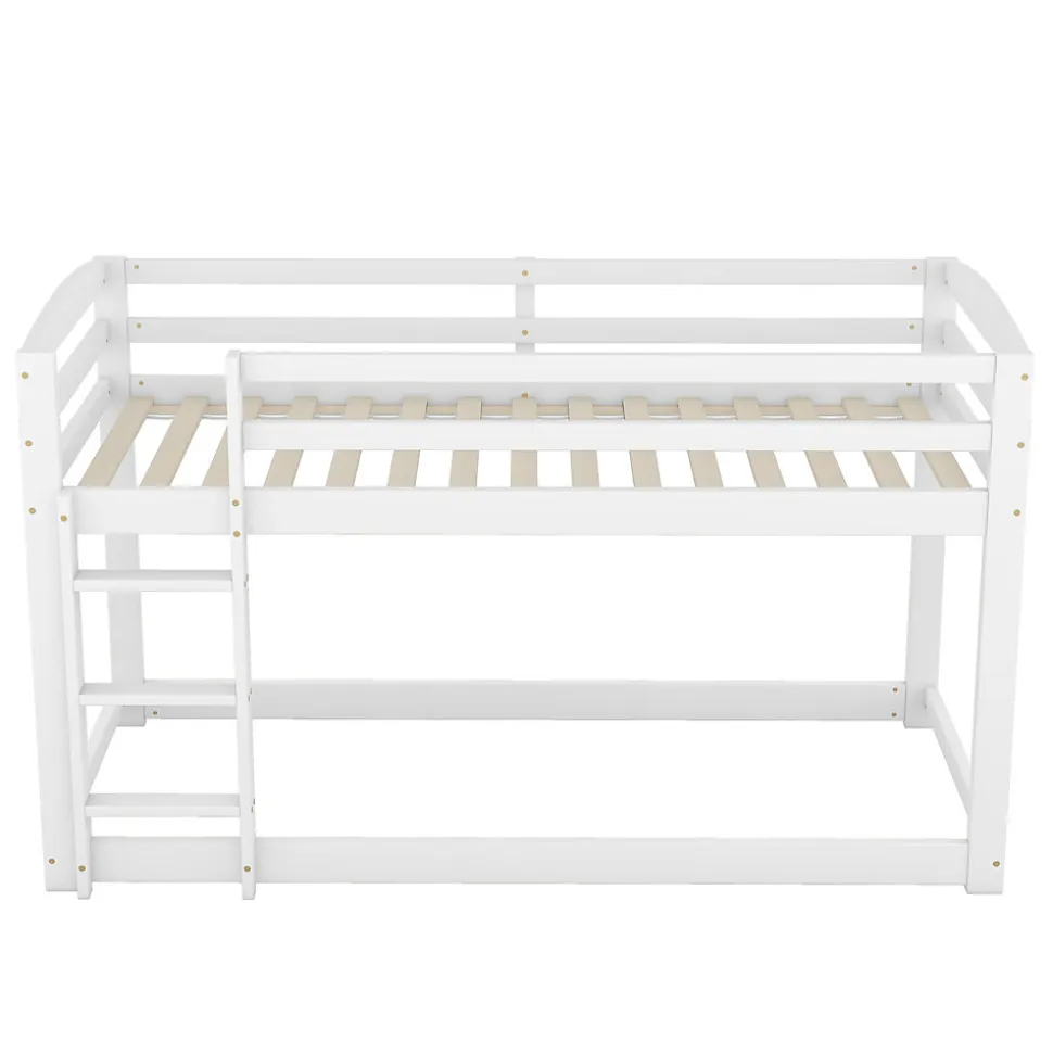 Lit superposé pour enfants, lit cadre bois massif pin, montage facile, blanc, 90x200 cm