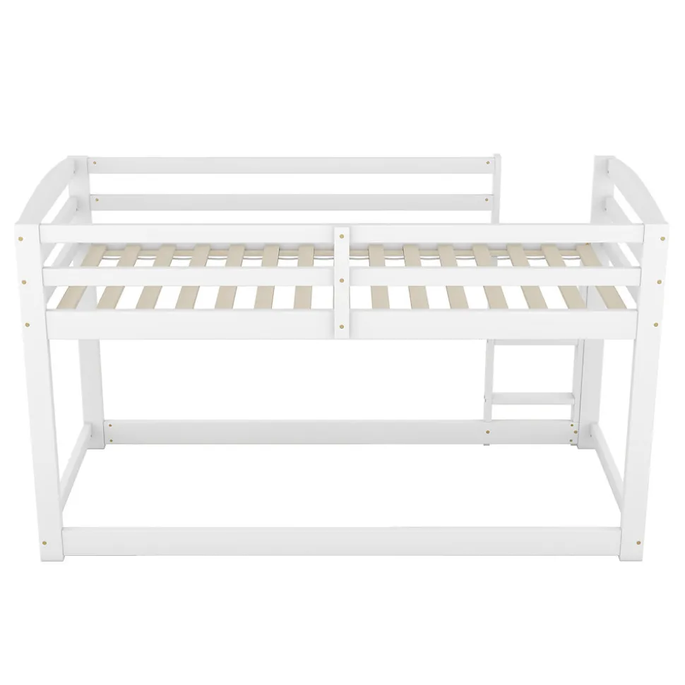 Lit superposé pour enfants, lit cadre bois massif pin, montage facile, blanc, 90x200 cm