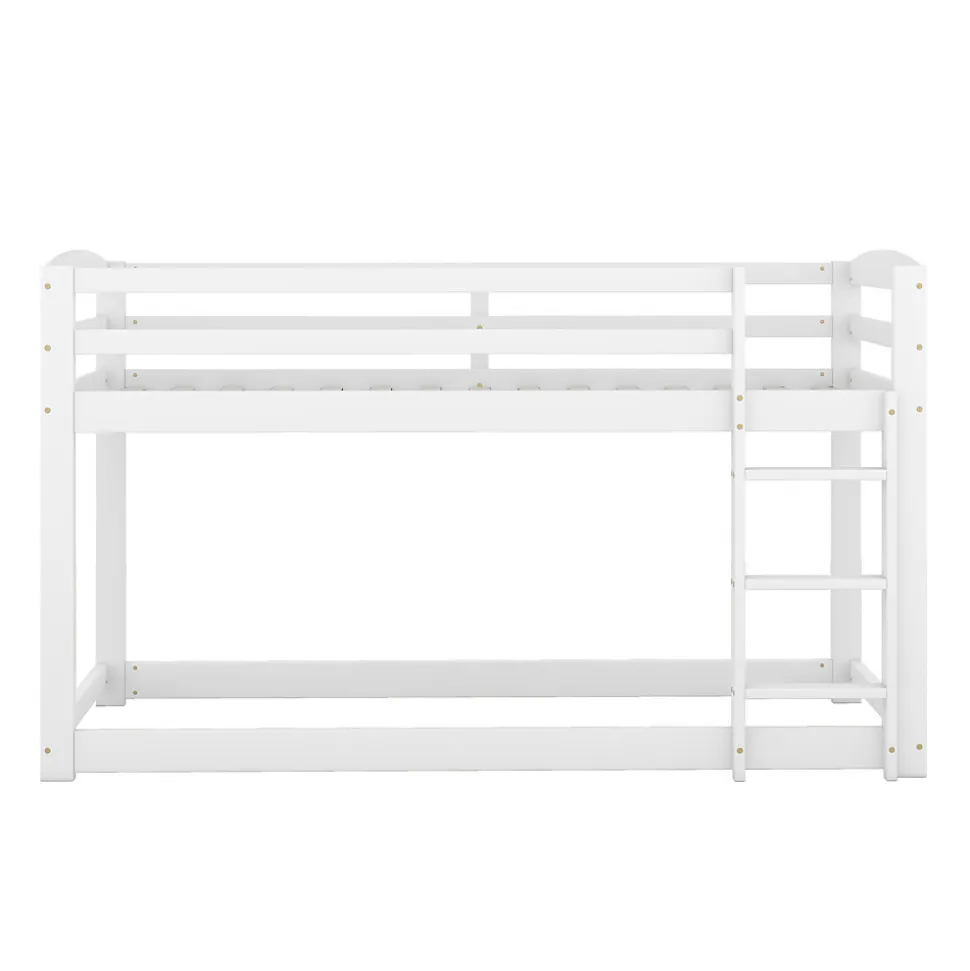 Lit superposé pour enfants, lit cadre bois massif pin, montage facile, blanc, 90x200 cm