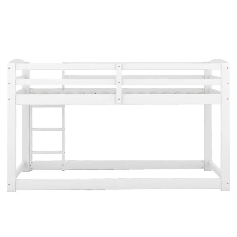 Lit superposé pour enfants, lit cadre bois massif pin, montage facile, blanc, 90x200 cm