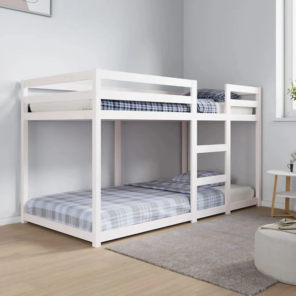 Lit superposé sans matelas blanc 90x190 cm bois de pin massif
