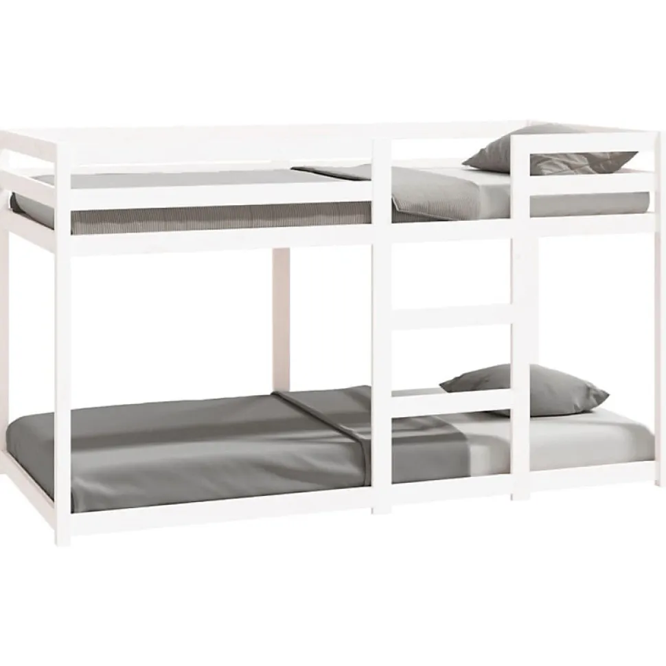 Lit superposé sans matelas blanc 90x190 cm bois de pin massif