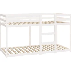 Lit superposé sans matelas blanc 90x190 cm bois de pin massif