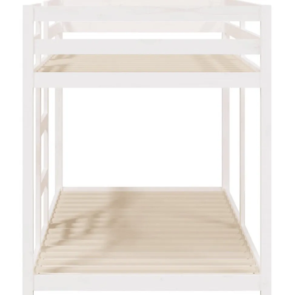 Lit superposé sans matelas blanc 90x190 cm bois de pin massif