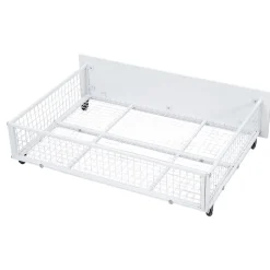 Lit superposé triple, cadre de lit métallique, 140x200cm et 2 lit 90x200cm, avec échelle et 2 tiroirs, sommier inclus, blanc