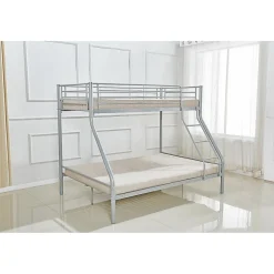 Lit superposé TRYO 3 places Métal gris 90x200 cm et 140x200 cm Sommier inclus