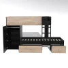 Lit superposé TWIN 90x190 avec armoire et tiroirs + 2 sommiers / Décor Chêne Blanchi et Noir
