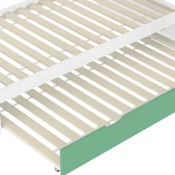 Lit superposé 90x200 cm - Lit avec Rutsche et lit escamotable - MDF et Pin - Sans matelas - Vert