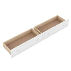 Lit Superposé 90x200 cm - Lit enfant avec 2 Tiroirs de Rangement - Bois de Pin et MDF Robuste - Blanc - Sans Matelas