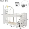 Lit superposé 90x200 cm avec tiroirs et échelle intégrée, peinture blanche, pin massif, gain de place enfant
