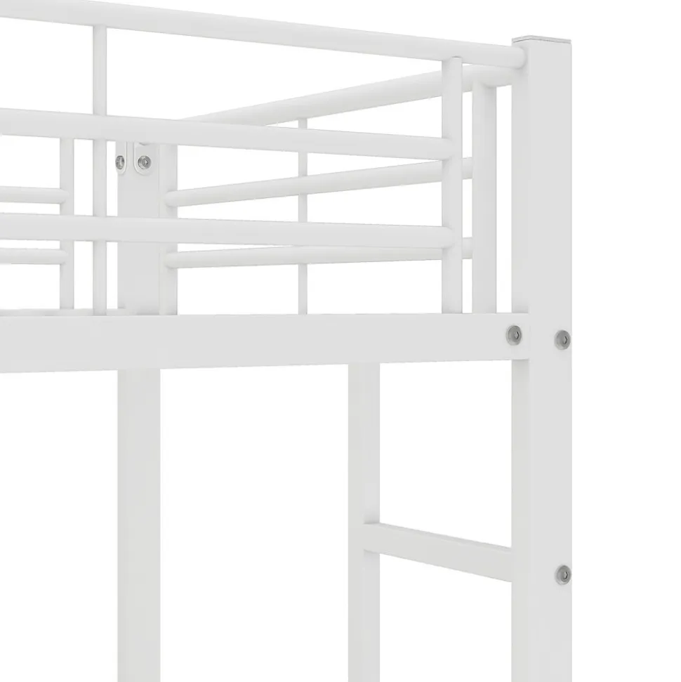 Lit superposé 90x200 cm, cadre métal, table, étagères, sécurité, pour enfants et ados