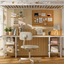 Lit superposé 90x200 cm, cadre métal, table, étagères, sécurité, pour enfants et ados