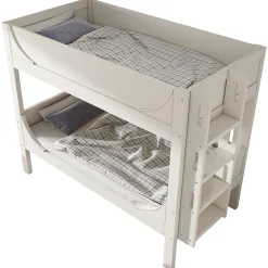 Lit Superposé 90x200 cm, Lit Enfant Démontable en 2 Lits Simples avec Échelle, Bois Massif + MDF, Blanc