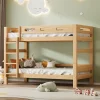 Lit superposé 90x200 cm naturel, 2 couchages, séparable en lits simples, cadre pin stable, sommier à lattes, montage facile