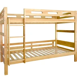 Lit superposé 90x200 cm séparable en 2 lits simples, structure bois massif naturel, montage facile