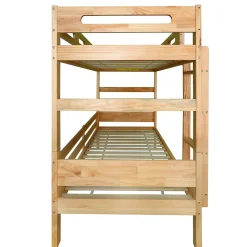 Lit superposé 90x200 cm séparable en 2 lits simples, structure bois massif naturel, montage facile
