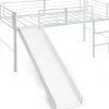 Lit Superpose avec Echelle et Toboggan Amovible Cadre de Lit pour Enfant avec Cloture de Securite