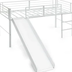 Lit Superpose avec Echelle et Toboggan Amovible Cadre de Lit pour Enfant avec Cloture de Securite