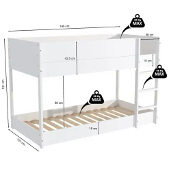 LIT SUPERPOSE 90x190 BOB + 2 SOMMIERS / Blanc