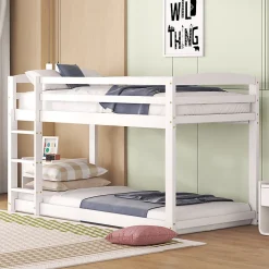 Lit superpose 90x200 cm blanc pour enfants et adolescents avec structure en pin massif facile a assembler