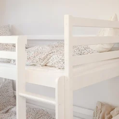 Lit superpose 90x200 sommier lit gigogne et tiroirs inclus Leo Blanc