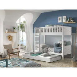 Lit superpose 90x200 sommiers et tiroir inclus Vipack Scott Blanc