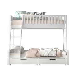 Lit superpose 90-140x200 sommiers et tiroirs inclus Vipack Scott Blanc