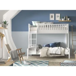 Lit superpose 90-140x200 sommiers et tiroirs inclus Vipack Scott Blanc