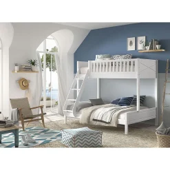 Lit superpose 90-140x200 sommiers et tiroirs inclus Vipack Scott Blanc