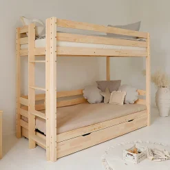 Lit superpose 90x200 sommiers et tiroir inclus Anaëlle Bois