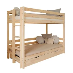 Lit superpose 90x200 sommiers et tiroir inclus Anaëlle Bois