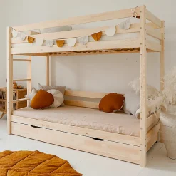 Lit superpose 90x200 sommiers et tiroir inclus Anaëlle Bois