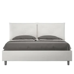 Lit tapissé en simili cuir blanc Appia sans sommier 160x190