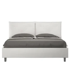 Lit tapissé en simili cuir blanc Appia sans sommier 160x190