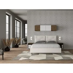 Lit tapissé en simili cuir blanc Appia sans sommier 160x190