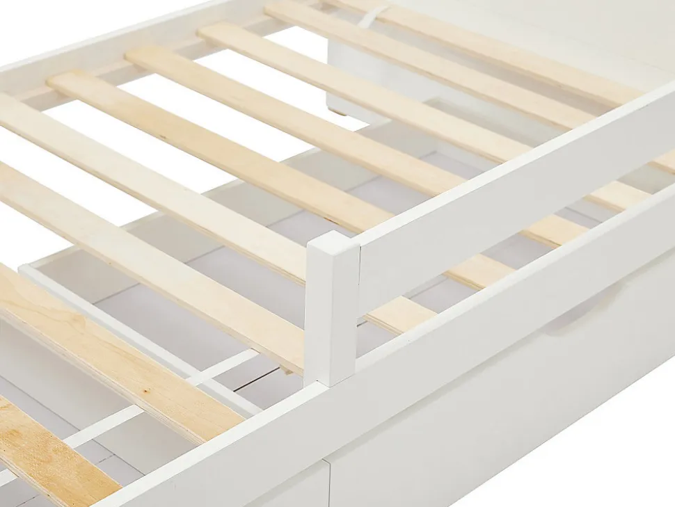 Lit tipi 90 x 190 cm avec tiroirs - Pin et MDF - Coloris : Blanc et naturel - LUANCO