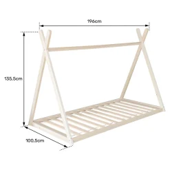 Lit tipi pour enfant 190x90cm blanc VALENTIN - HAPPY GARDEN