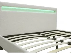 Lit tissu bouclette avec LED "Maria" 140x190cm Crème
