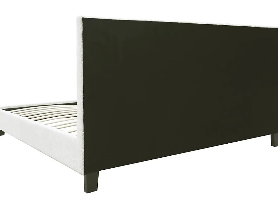 Lit tissu bouclette avec LED "Maria" 140x190cm Crème