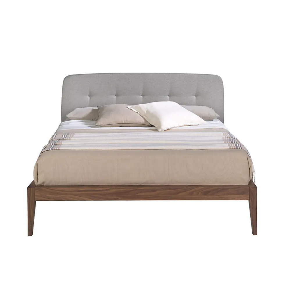 Lit tufté en tissu gris moderne pour chambre à coucher élégante