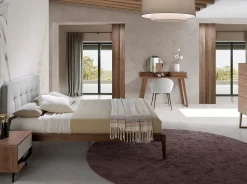 Lit tufté en tissu gris moderne pour chambre à coucher élégante