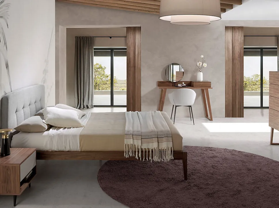 Lit tufté en tissu gris moderne pour chambre à coucher élégante