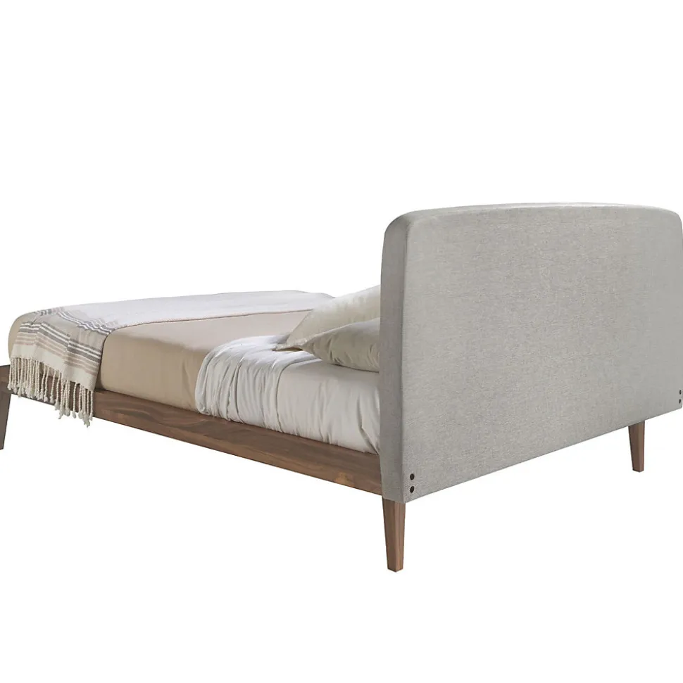 Lit tufté en tissu gris moderne pour chambre à coucher élégante