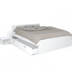 Lit TWIST 160x200 + 1 chevet + 1 tiroir / Blanc