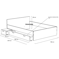 Lit TWIST 160x200 + 1 chevet + 1 tiroir / Blanc