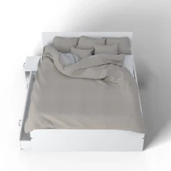 Lit TWIST 160x200 + 1 chevet + 1 tiroir / Blanc