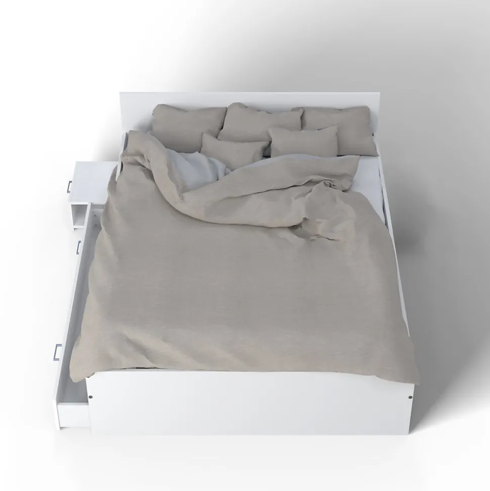 Lit TWIST 160x200 + 1 chevet + 1 tiroir / Blanc