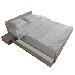 Lit TWIST 140x190+ 1 chevet + 1 tiroir / Décor Chêne Blanchi